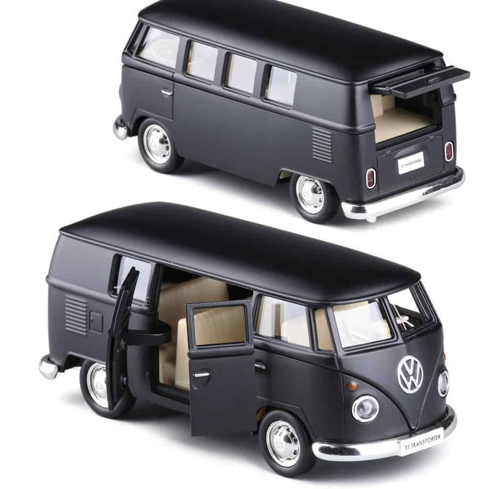 Miniature Biler Vw T1 Black Matte (1:36)